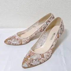 極美品】DIANA 絵画シリーズ ブルー ゴッホ ラメ生地 パンプス