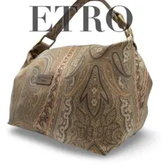 Etro エトロ　ハンドバッグ　ペイズリー柄　エンボスロゴ　ナイロン　レザーのサムネイル