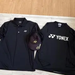 YONEX テニスウェア Tシャツ　ポロシャツ　ユニLサイズ3点セット ブラックのサムネイル