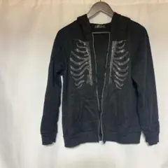 スカルデザインラインストーンパーカー ブラック 黒