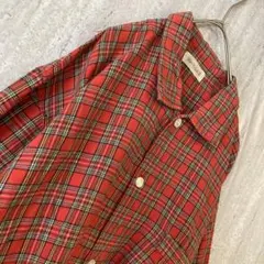総柄 ヴィンテージ￼ ￼ ブラウス ネルシャツ チェック ガーリー レッド
