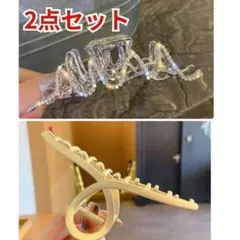 1セットのみ✔　ヘアークリップ　2個セット　金　銀　キラキラ　バレッタ　ワニ口のサムネイル