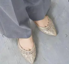 【美品】ルタロン Le Talon サシメッシュ フラットパンプス 25cm