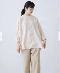 新品タグ付き かぐれ リネンクルーネックプルオーバー アーバン