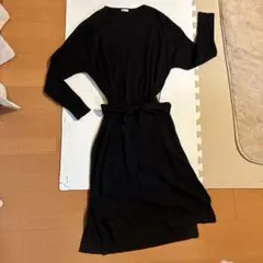 GLACIER ウエストリボン付きニットワンピース