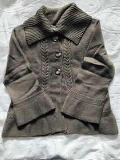 アリスバーリー　ニットカーディガン　七分袖 カーキ　L