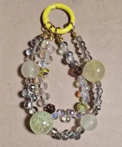 ガラスビーズ2連キーホルダー