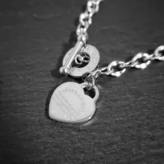 A921b【アレルギー対応】コインネックレス　ハート　お洒落　刻印　シルバー