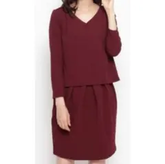 index ワンピース チェック ボルドー