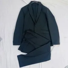 GLOBAL WORK セットアップ M 黒緑 洗える 上下 テーラード