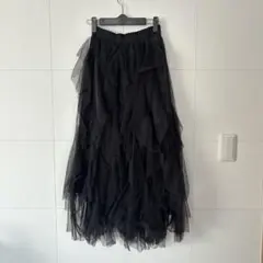 SHEIN フレアロングスカート ブラック チュール