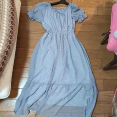 オリーブデオリーブマキシ丈ワンピース Fフリル付きブルー系