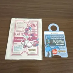 【PRONTO×ポケモン】ニンフィア クリアカード ＆ ルカリオ ストロータグ