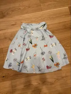 MISCH MASCH 水色花柄フレアスカート Sサイズ　清楚　フェミニン