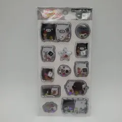 エアイン マスコットシール モノクロブー シャカシャカ スパンコール