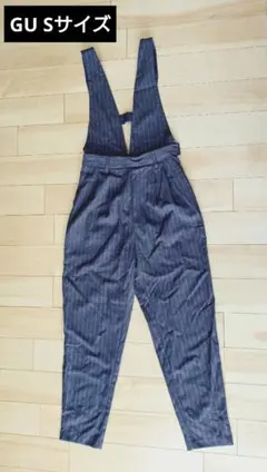 GU サロペット S ストライプ Vネック グレー 150センチ女の子にも