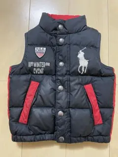 U.S.A. ラルフローレンダウンベスト ビックポニー100cmブラック/レッド