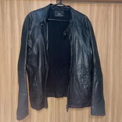 黒レザージャケット ノーカラー