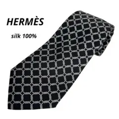 入学式に!【シルク100%】HERMÈS エルメス ネクタイ ネイビー（ブラック