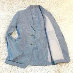 【爽やかリネン】JIL SANDER　テーラード　46　ブルー　ストライプ　春夏のサムネイル