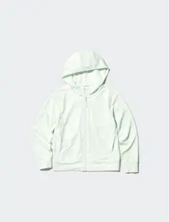 ユニクロ　エアリズムUVカットメッシュパーカ　マーブル柄　ライトグリーン　140