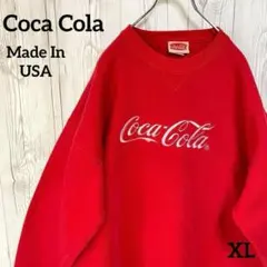 USA製コカコーラ スウェットトレーナー 刺繍ロゴ入り メンズXL レッド赤