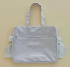 Maison de FLEUR リボン付きボストンバッグ シルバーX水色 未使用