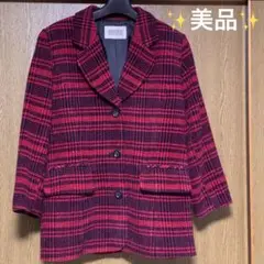 【美品】FISCALE ジャケット　コート　赤　チェック　ジャケット　M
