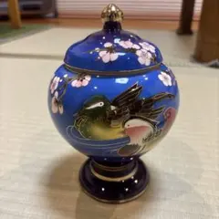 七宝焼 翠山作 飾壷