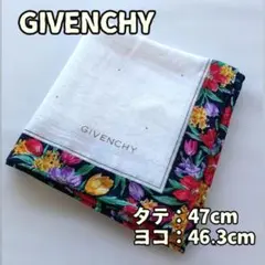 ジバンシイ ハンカチ 花柄 ホワイト ロゴ入り ビジネス 贈り物【イ699】のサムネイル