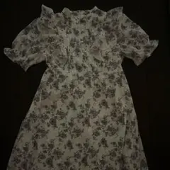 フラワープリント フリルドレス