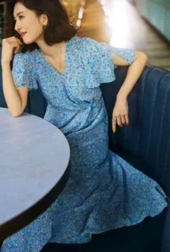 美品♥ フレイ アイディー【0=S】花柄ドレス マキシ丈 カシュクールワンピース