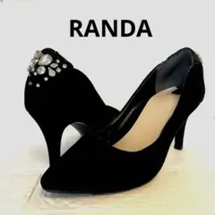 RANDA ランダ ビジュー パンプス ブラック 22.5cm