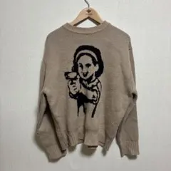 WONDERVISITOR キャラクター刺繍 ニットセーター