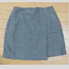 UNIQLOウール混 チェック柄 巻きスカート キュロット 裏地付き