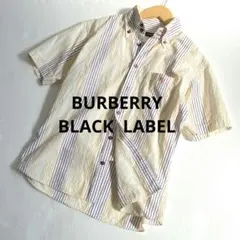 極美品 バーバリーブラックレーベル 半袖 ボタンダウンシャツ ストライプ グラデ