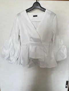 レディース　トップス　シャツ　ブラウス　ホワイト　Ｍサイズ　綿100% 七分袖