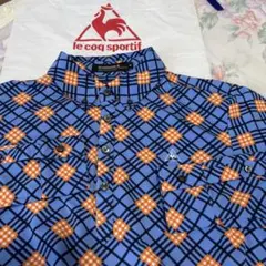 未使用サイズMルコック GOLF総柄プリント/快適ストレッチ/長袖BDポロシャツ