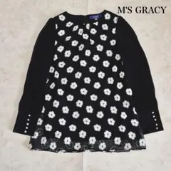 極美品　M'S GRACY カメリア柄 チュニック ブラウス　パール　40のサムネイル