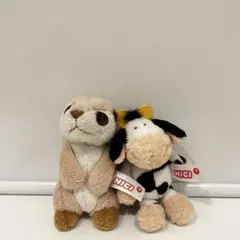 NICI ぬいぐるみキーホルダー ミーアキャット 牛 2点セット
