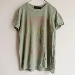 고장·부품용 フード プリント Tシャツ クルーネック 半袖 M 緑 綿 デイリー
