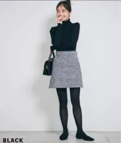 basement online ヘリンボーンスカートショートパンツ　ブラック　M