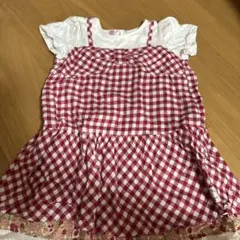 赤と白のギンガムチェック 半袖ワンピース