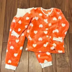 【ほぼ新品】もこもこパジャマ 上下セット ハート柄 100cm