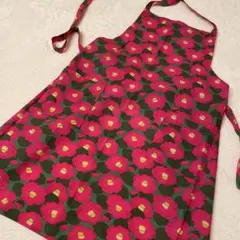 レディース花柄エプロン（濃いピンク・緑）