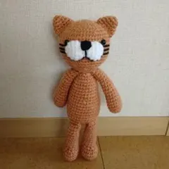 オレンジ色の猫あみぐるみ　ハンドメイド