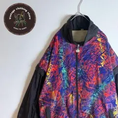 ジ*ム様 【ナイロンジャケット ゆるダボ 総柄 ヴィンテージ感 古着 紫】