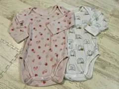 ユニクロ 長袖ロンパース2枚組 80 いちご・ミッフィー