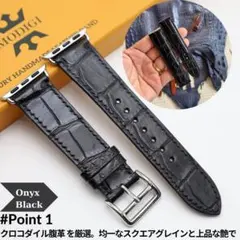 アップルウォッチ レザー ベルト 本革 クロコダイルレザーバンド 46 49