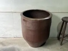 大型】陶器の水がめ 睡蓮鉢 。メダカ鉢。口幅47セチ。 高さ75センチ 